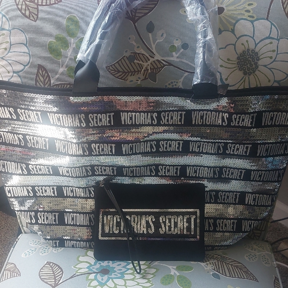 Victoria's Secret Black and Silver Chic Tote